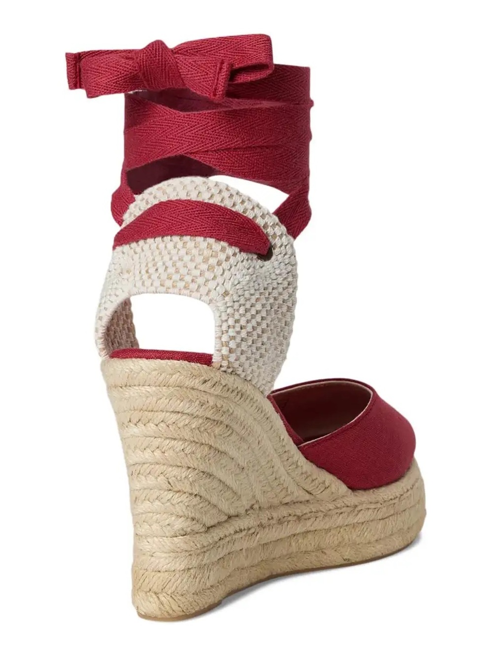 Soludos Red Canvas Espadrille Wedge with Ankle Tie - Picture 7 of 8